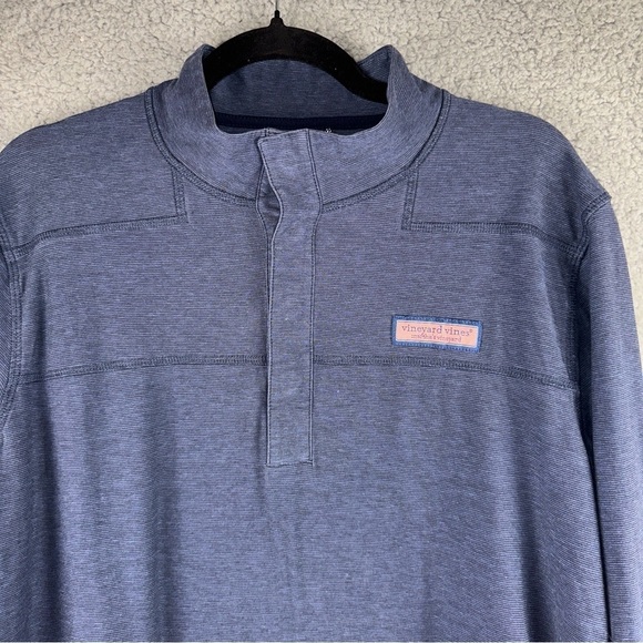 Vineyard Vines Shirt Mens Medium Blue Edgartown Shep Polo Pima Cotton Ribbed - Picture 5 of 11